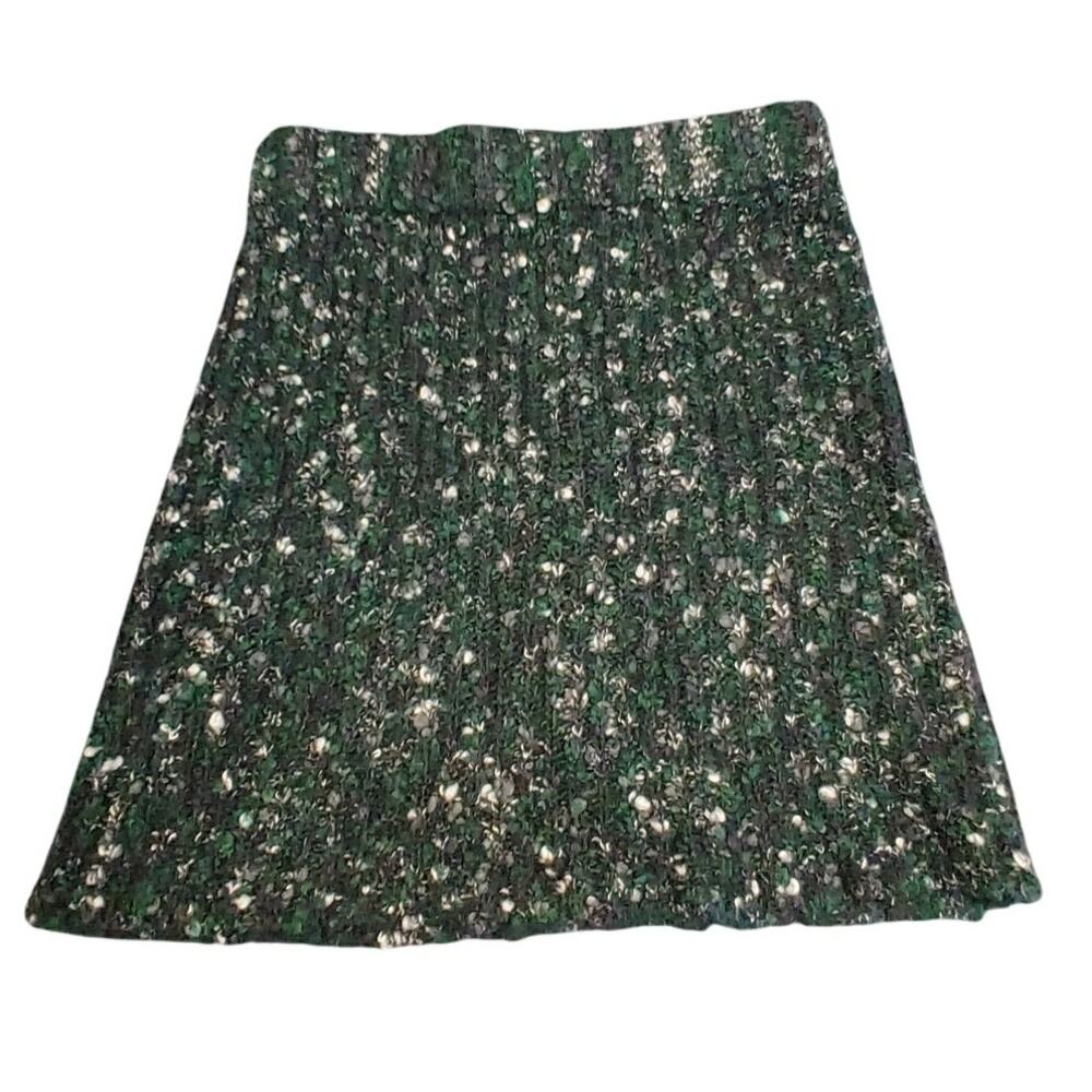 Kenar A Line Mini Skirt Chunky Knit Wool Alpaca Mohair Black Green Womens Medium